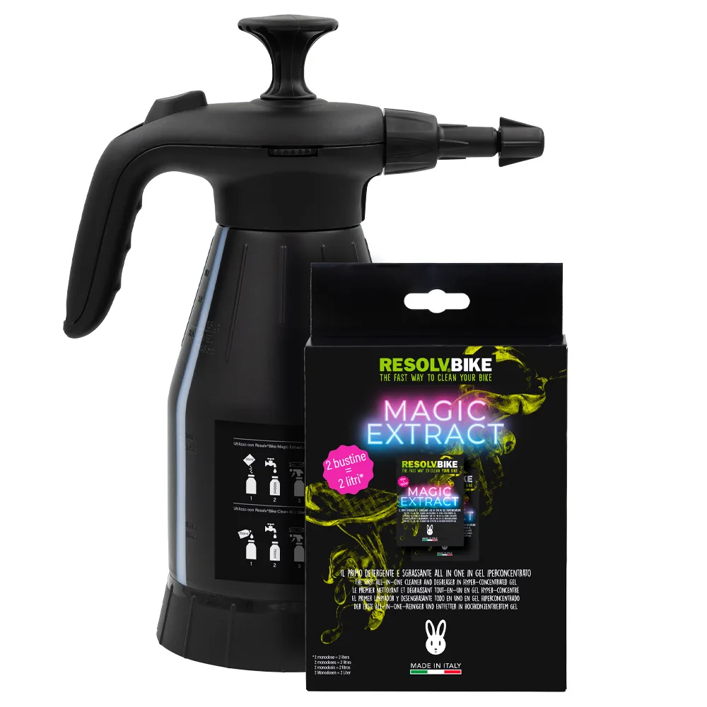 RESOLV°BIKE MAGIC EXTRACT KIT BOTTLE PUMP SPRAY + 2 BUSTE 85 GR  X 2 LITRI